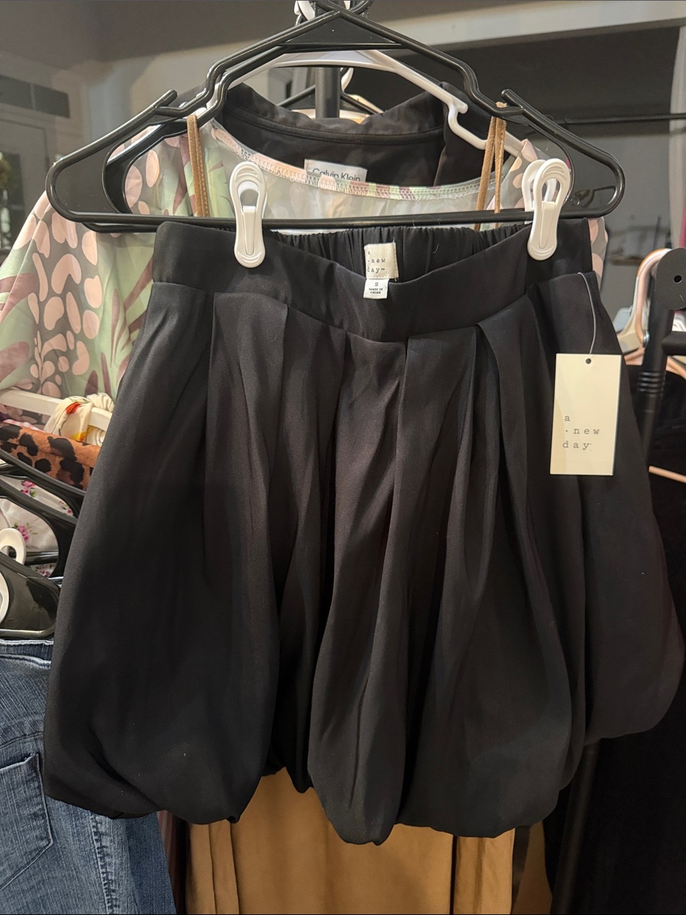 a new day Black Pleated Bubble Skirt